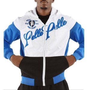 Pelle Pelle Colorblocked In Medium Blue and White Wool Tracksuit