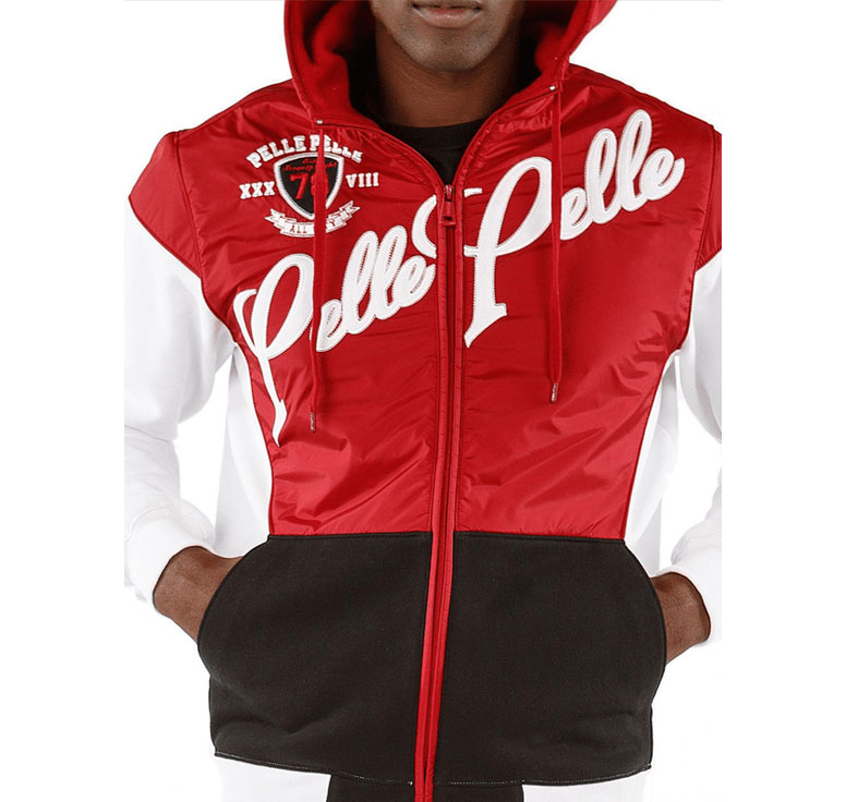 Pelle Pelle Colorblocked Red Men Cotton-PolyTracksuit