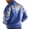 Pelle Pelle Crest Shoulder Crocodile Skin Blue Leather Jacket