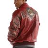 Pelle Pelle Crest Shoulder Crocodile Skin Maroon Leather Jacket