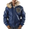 Pelle Pelle Double P Crest Fur Hood Blue Jacket