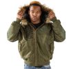 Pelle Pelle Dragon Print Olive Green Fur Hood Jacket