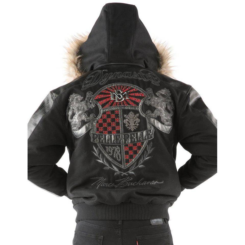 Pelle Pelle Dynasty MB 1978 Black Fur Hood Wool Jacket
