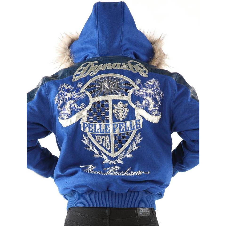 Pelle Pelle Dynasty MB 1978 Blue Fur Hood Wool Jacket