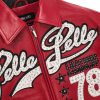 Pelle Pelle Encrusted Red Varsity Genuine Leather Jacket