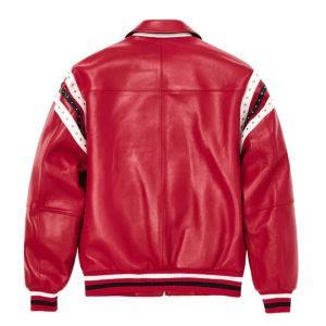 Pelle Pelle Encrusted Red Varsity Leather Jacket