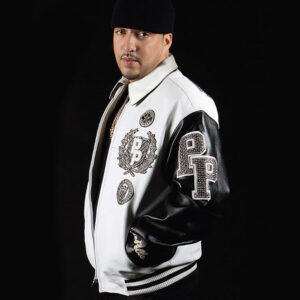 Pelle Pelle Encrusted Varsity Plush White Jacket