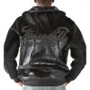 Pelle Pelle Men's Exotic Cayman Studded Black Script Wool Hoodie