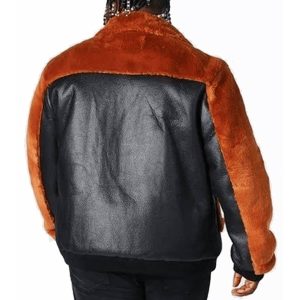 Pelle Pelle Faux Fur Trim Aviator Black Leather Jacket