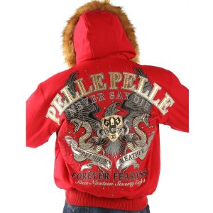 Pelle Pelle Forever Fearless Red Fur Hood Wool Jacket