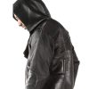 Pelle Pelle Fur Lined Asymetrical Black Genuine Leather Hoodie