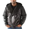 Pelle Pelle Fur Lined Asymetrical Black Hoodie