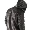 Pelle Pelle Fur Lined Asymetrical Black Leather Hoodie