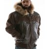 Pelle Pelle Gator Quilt Dark Brown Fur Hood Jacket