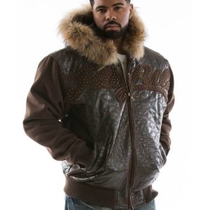 Pelle Pelle Gator Quilt Dark Brown Fur Hood Jacket