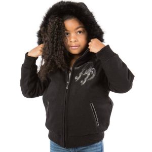 Pelle Pelle Girls Born Free 1978 Black Fur Hood Jacket