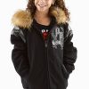 Pelle Pelle Girls Live Like a Queen Fur Hood Black Jacket
