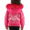 Pelle Pelle Girls Pink Legendary MB 1978 Wool Jacket with Fur Hood