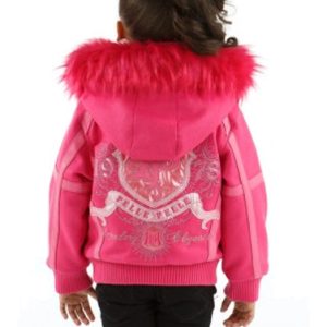 Pelle Pelle Girls Pink Legendary MB 1978 Wool Jacket with Fur Hood
