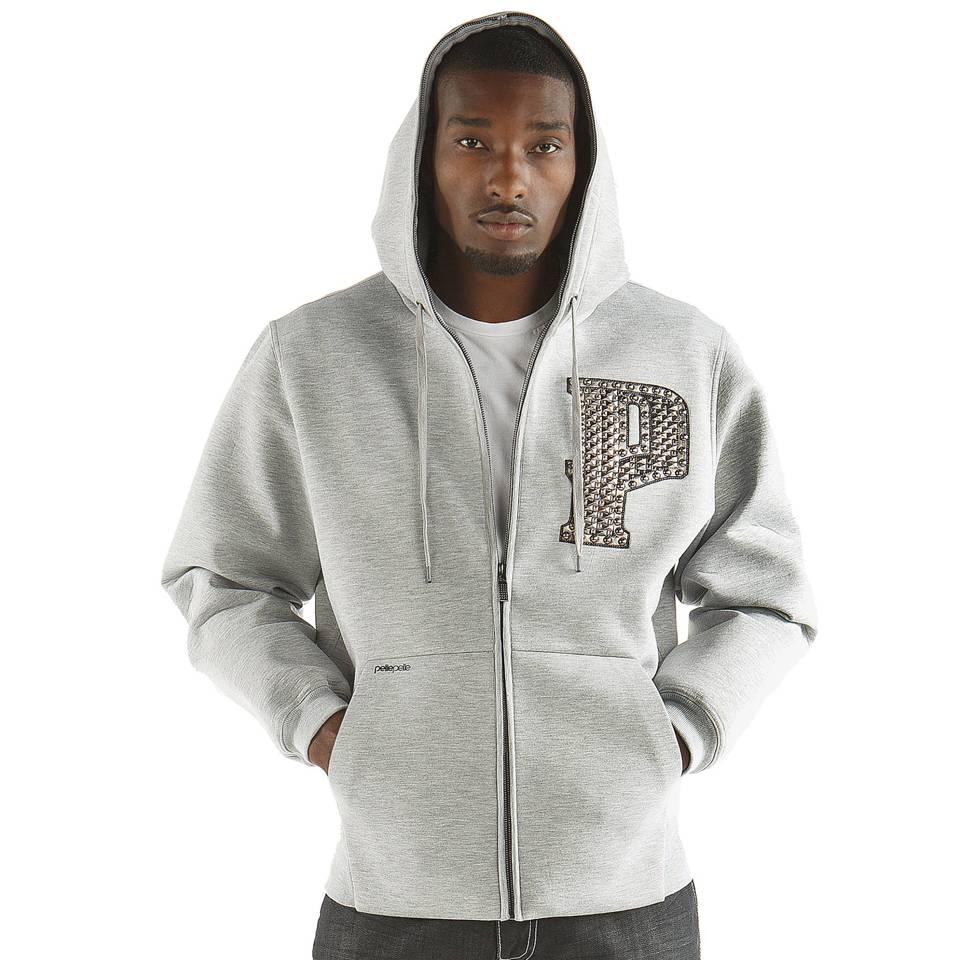 Pelle Pelle Grey Studded P Full Zip Hoodie