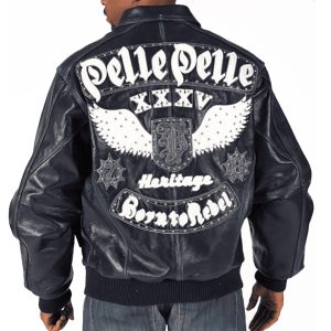 Pelle Pelle Heritage Born to Rebel Navy Blue Leather Jacket
