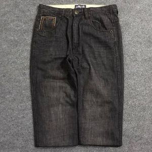 Pelle Pelle Hip Hop Denim Black Long Shorts