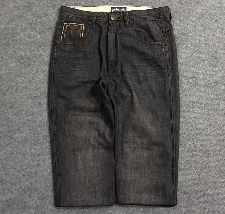 Pelle Pelle Hip Hop Denim Black Long Shorts