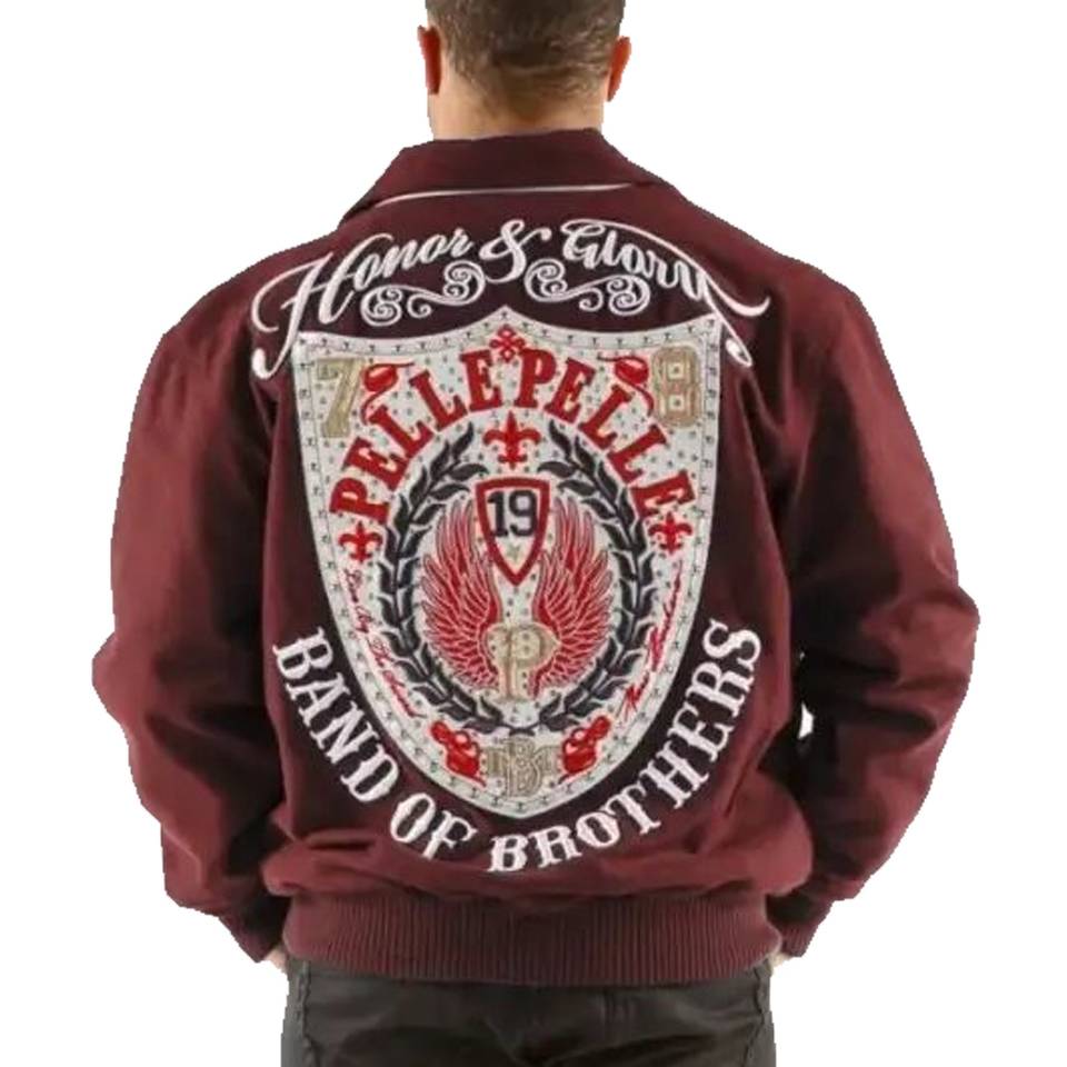 Pelle Pelle Honor & Glory Brand Of Brother Maroon Jacket