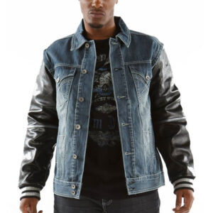 Pelle Pelle Jeans Blue Jacket with Leather Sleeves