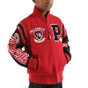 Pelle Pelle Kids All City Red Varsity Jacket