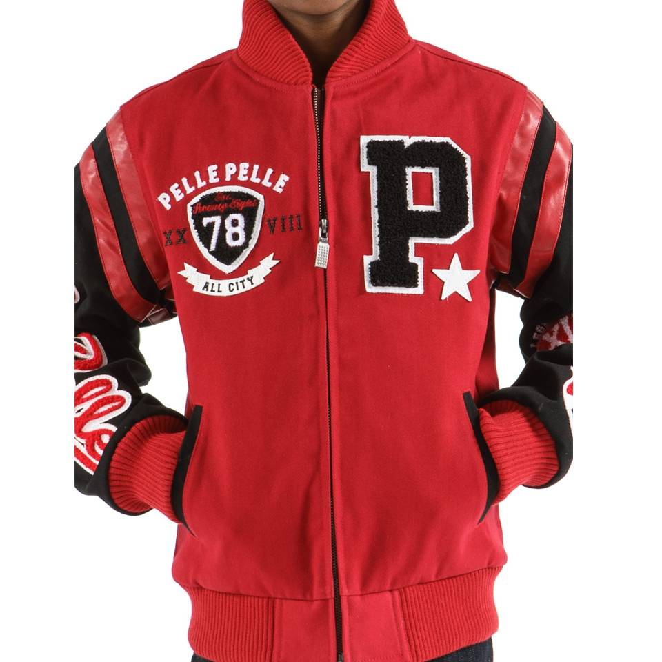 Pelle Pelle Kids All City Red Varsity Wool Jacket
