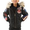 Pelle Pelle Kids American Bruiser MB Black Fur Hood Jacket