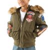 Pelle Pelle Kids American Bruiser MB Olive Green Fur Hood Jacket