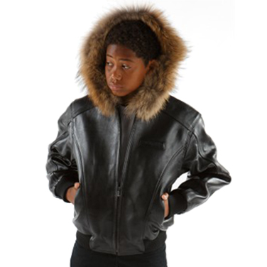 Pelle Pelle Kids Basic Fur Hood Black Plush Jacket