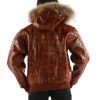 Pelle Pelle Kids Basic Fur Hood Chestnut Large Croc Leather Jacket