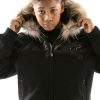 Pelle Pelle Kids Black Neoprene Logo Fur Hood Jacket