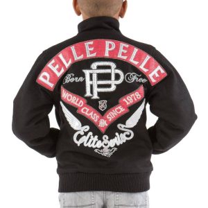 Pelle Pelle Kids Born Free 1978 Elite Series World Class Black Wool Jacket