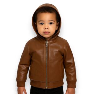 Kids Pelle Pelle Brown Hooded Jacket