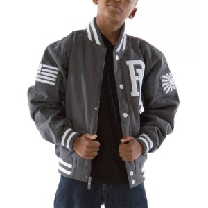 Pelle Pelle Kids Chenille Patch 1978 Grey Varsity Jacket