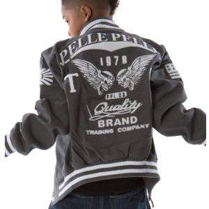 Pelle Pelle Kids Chenille Patch 1978 Grey Varsity Wool Jacket