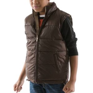 Pelle Pelle Kids Dark Brown Zip Up Puffer Vest