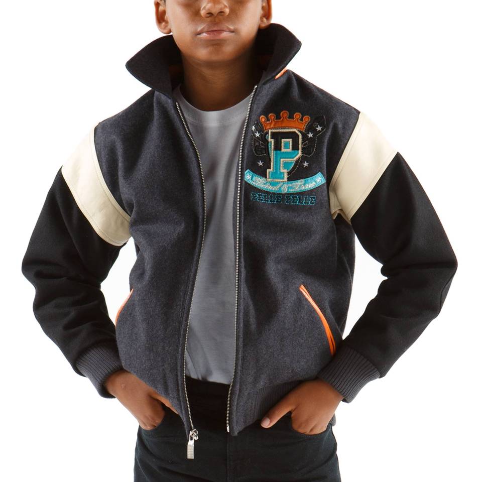 Pelle Pelle Kids Heritage American Grey Wool Jacket