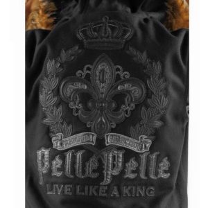 Pelle Pelle Kids Live Like a King Black Fur Hood Wool Jacket