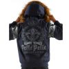 Pelle Pelle Kids Live Like a King Navy Blue Fur Hooded Wool Jacket