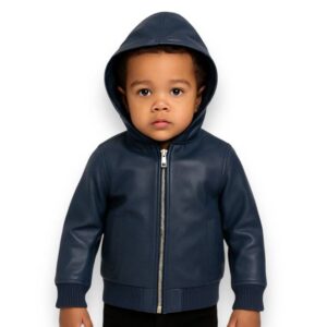 Kids Pelle Pelle Navy Blue Hooded Jacket
