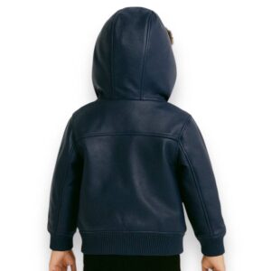 Pelle Pelle Kids Navy Blue Real Leather Jacket