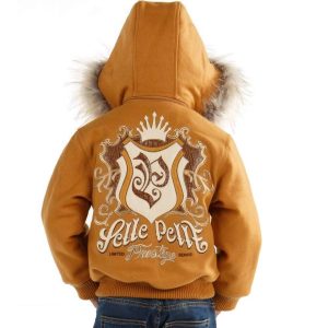 Pelle Pelle Kids Prestige Mustard Fur Hooded Wool Jacket