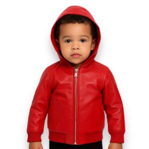 Kids Pelle Pelle Red Hooded Jacket