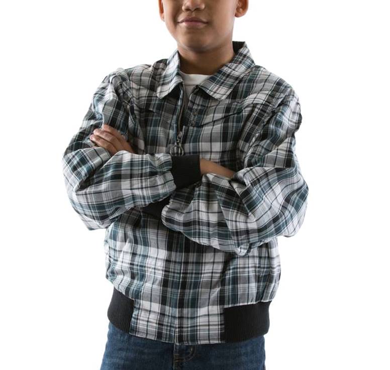 Pelle Pelle Kids Zip Up White Check Print Bomber Jacket