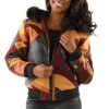 Pelle Pelle Ladies Abstract Brown Fur Hood Jacket